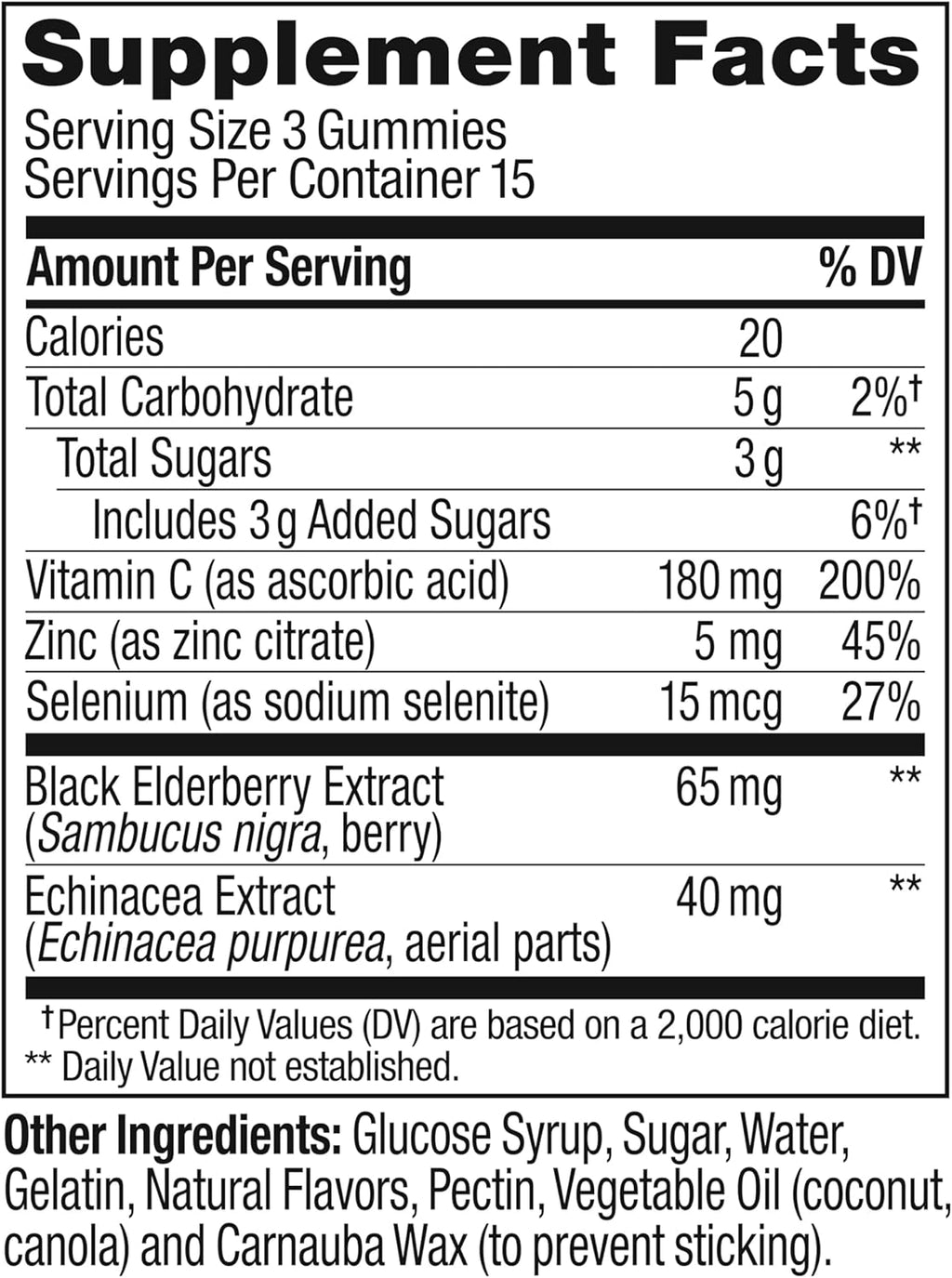 Immunity Gummy, Immune Support, Elderberry, Zinc, Vitamin C, Supplement, Berry Flavor, 15 Day Supply - 45 Count