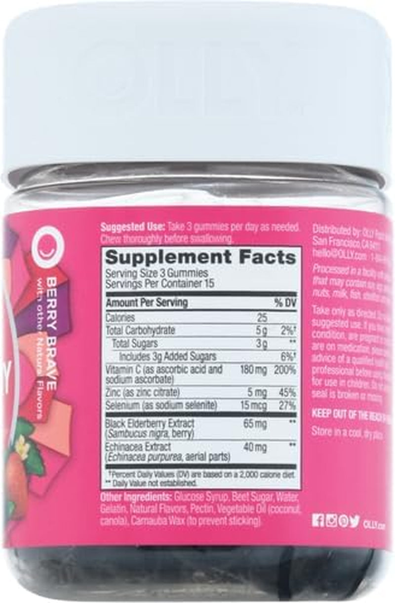 Immunity Gummy, Immune Support, Elderberry, Zinc, Vitamin C, Supplement, Berry Flavor, 15 Day Supply - 45 Count