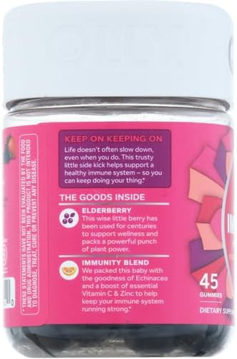 Immunity Gummy, Immune Support, Elderberry, Zinc, Vitamin C, Supplement, Berry Flavor, 15 Day Supply - 45 Count